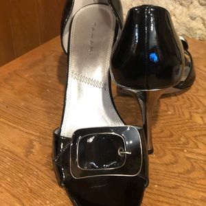 Tahari Open-toe patent leather heels. Fall forecast;sexy!